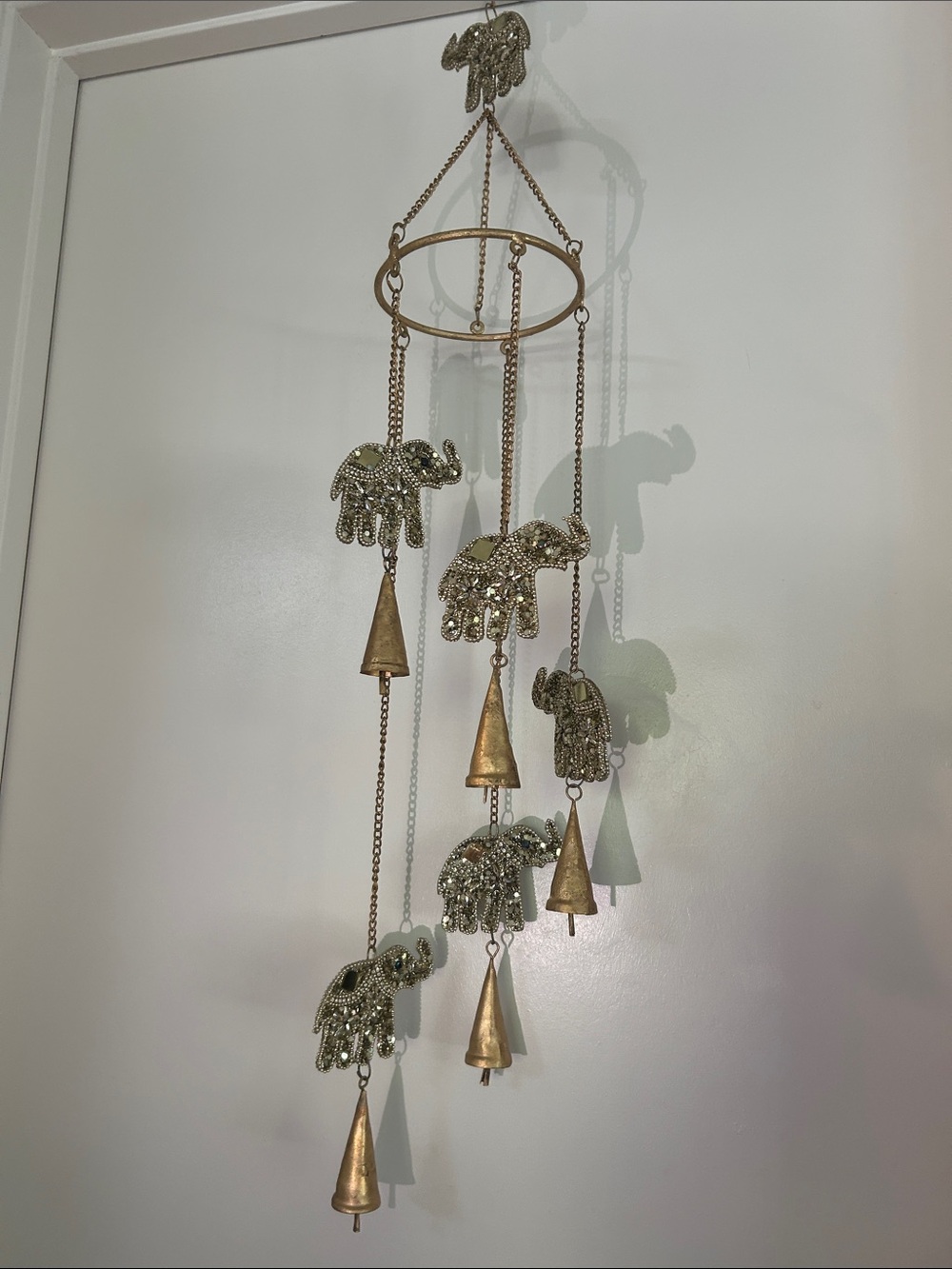 WindChime Elephants / Golden Sequined & Rhinestone Elephants gorgeous wind chime